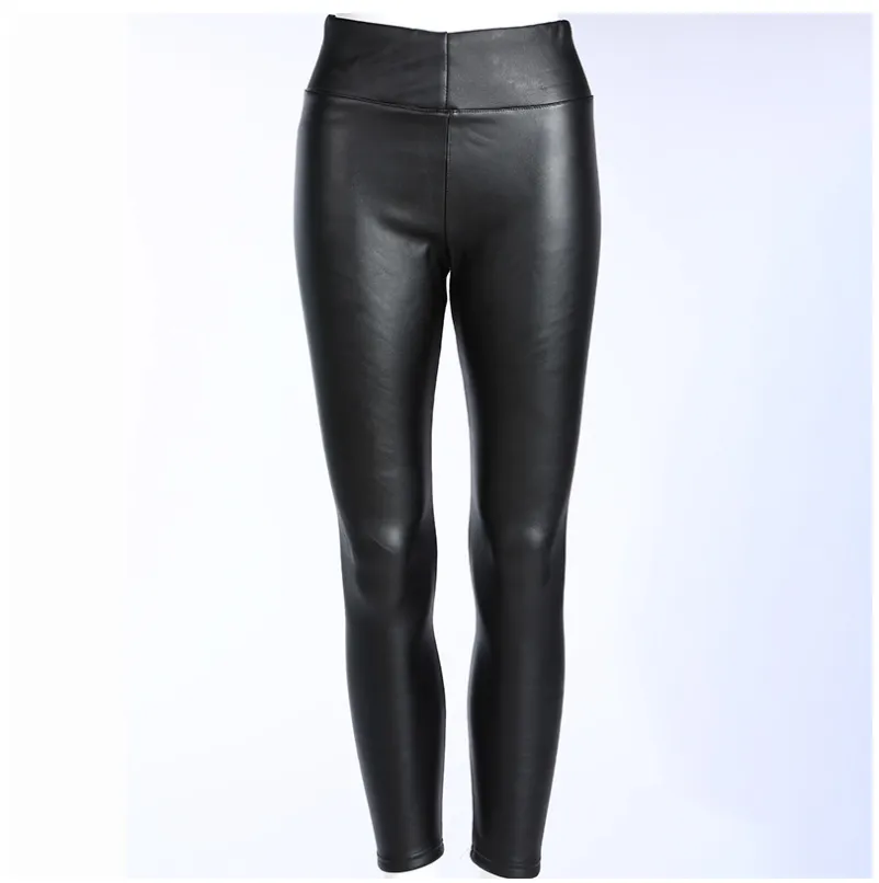 Plush Thick High Waist PU Slim Slim Leather Pants Slim Leggings