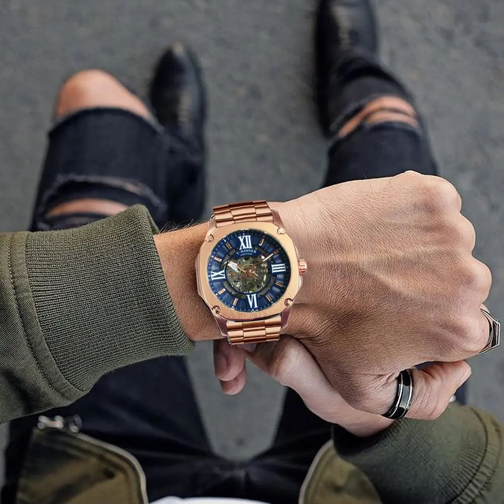 Fashion hollow men's mechanical watch