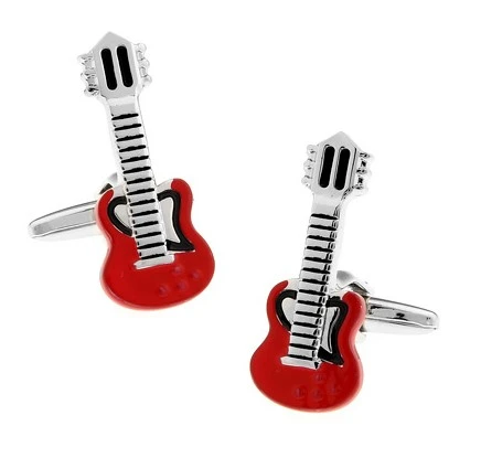 High Quality New French Style Red Guitar Cufflinks