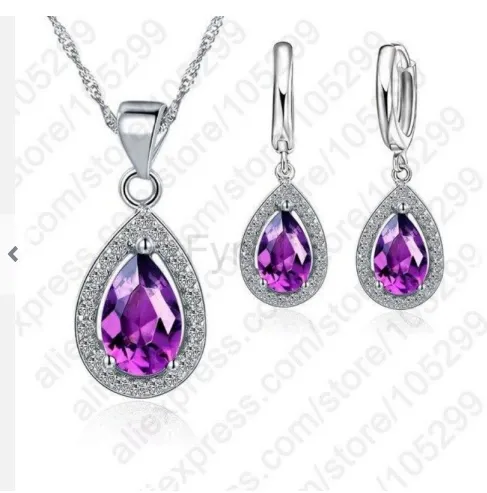 Zircon necklace earrings set chain