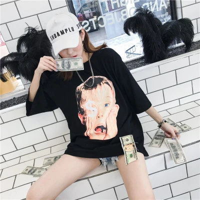 Print trend loose fashion T-shirt male