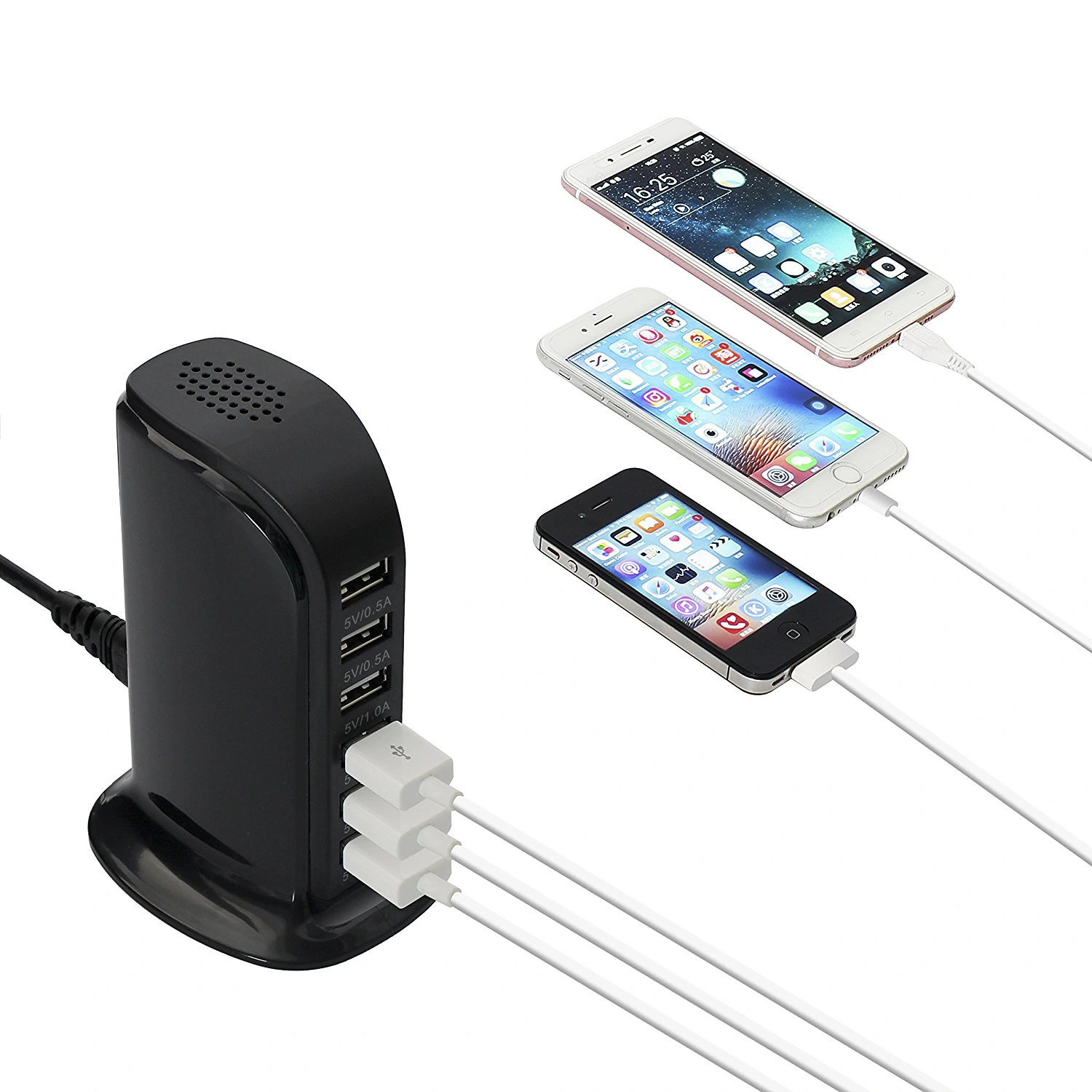 6-port USB socket for quick charging