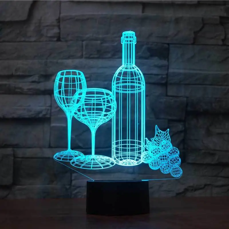 Touch The 3D Nightlight Of The Home Colorful Wine Bottle