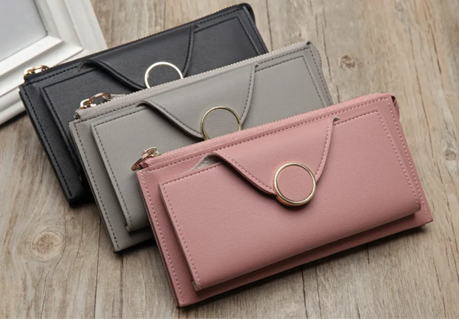 Buckle long section two fold double women's wallet