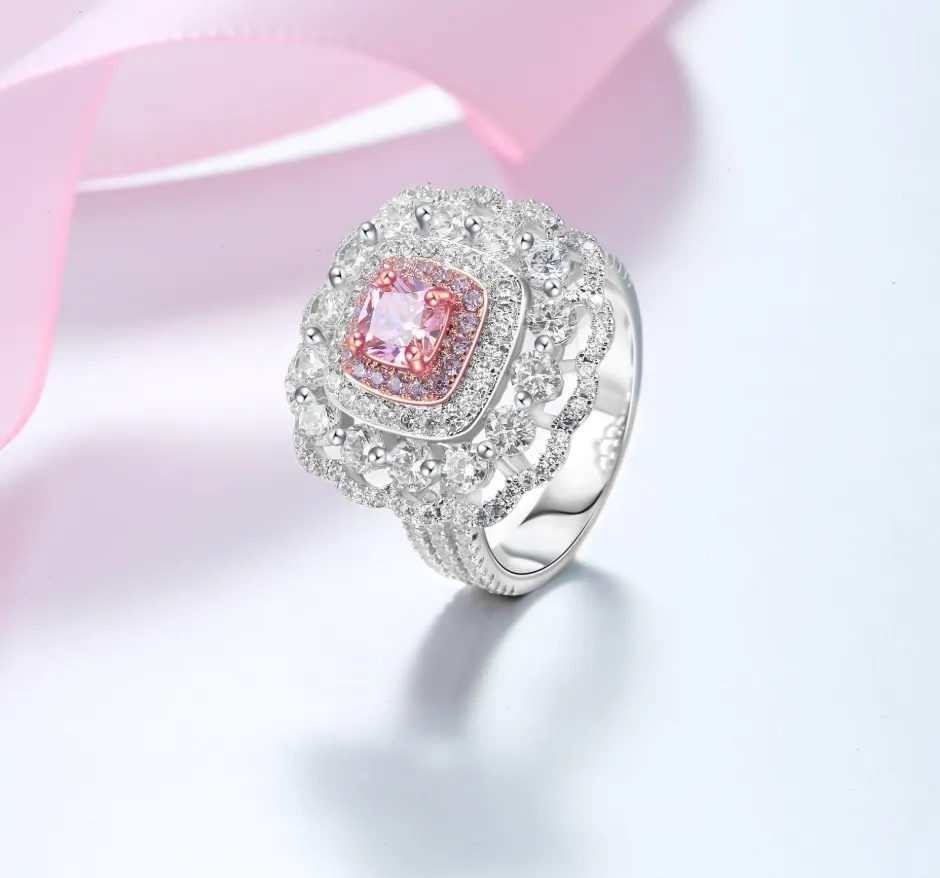 Generous diamond ring two-color zircon ring