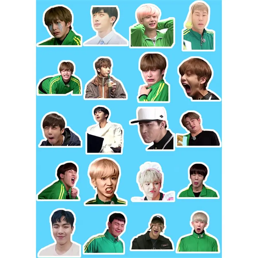 Kpop Monsta X Adhesive Photo Sticker Luggage Laptop Mobile Phone Shownu IM Funny Emoji Sticker DIY