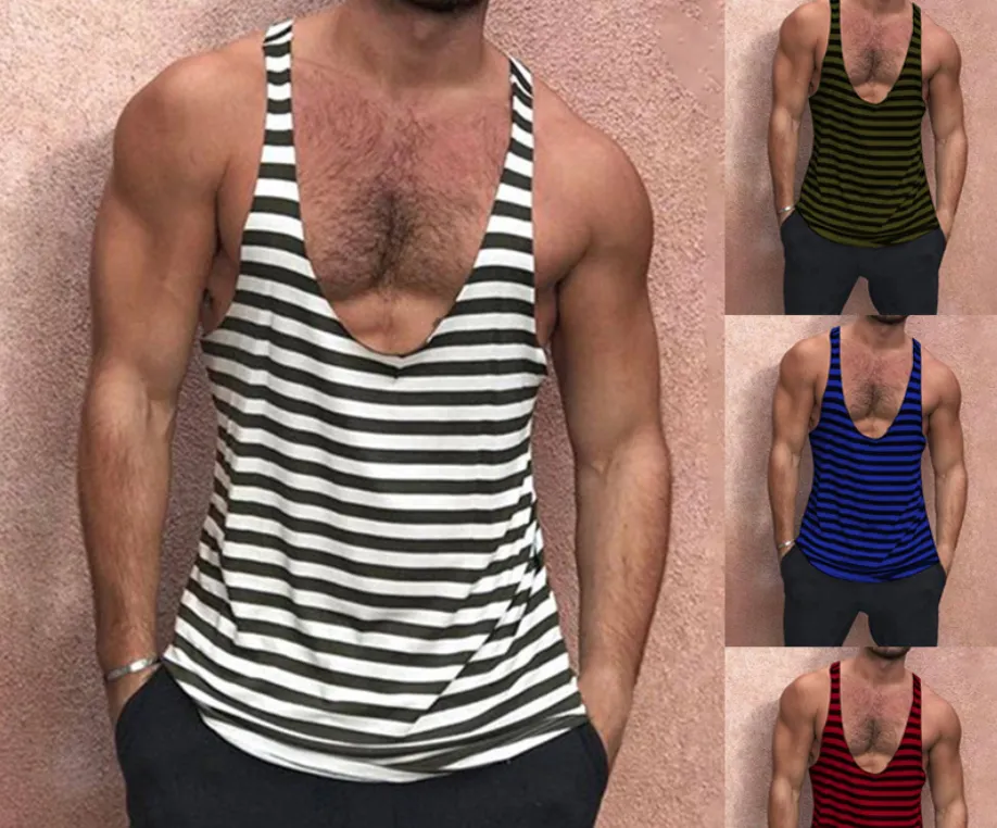 Sleeveless striped vest t-shirt