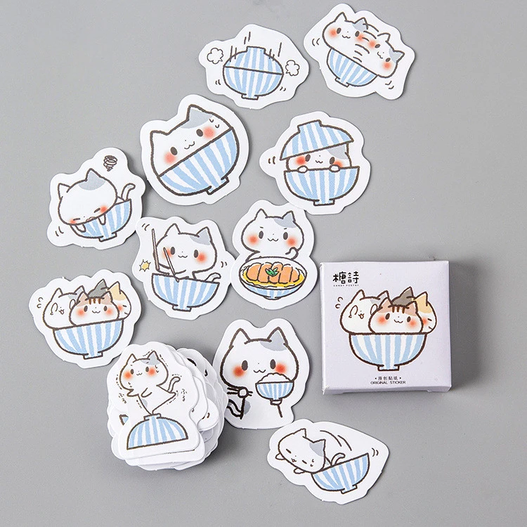 Candy Poem Boxed Stickers A Bowl of Cat Stickers