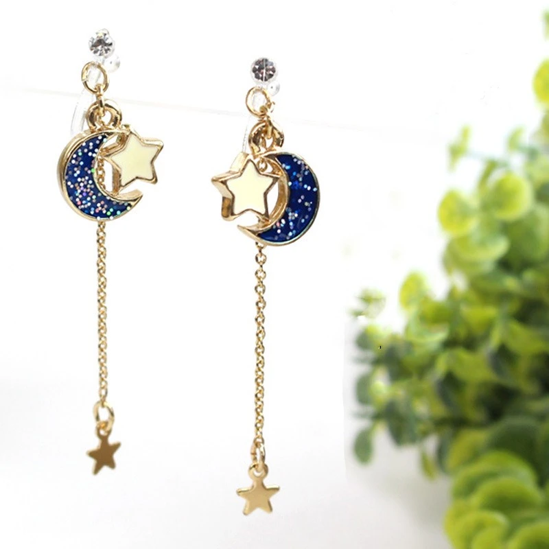 Anime Sailor Moon 25th Cosplay Earring Girl Blue moon star eardrop accessories prop