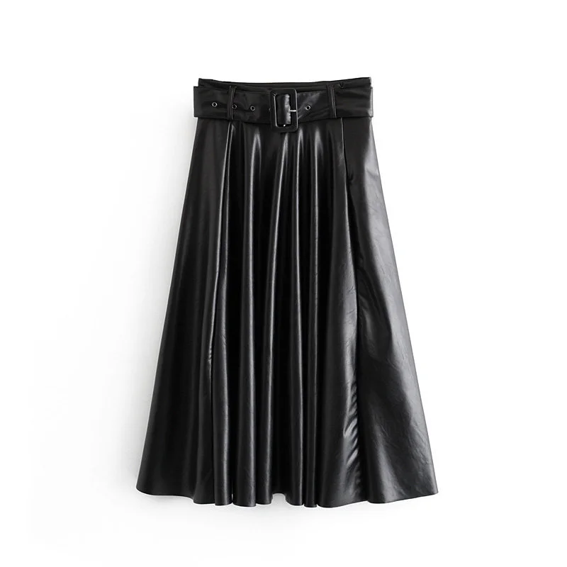 Faux Leather High Waist Fashion Skirt