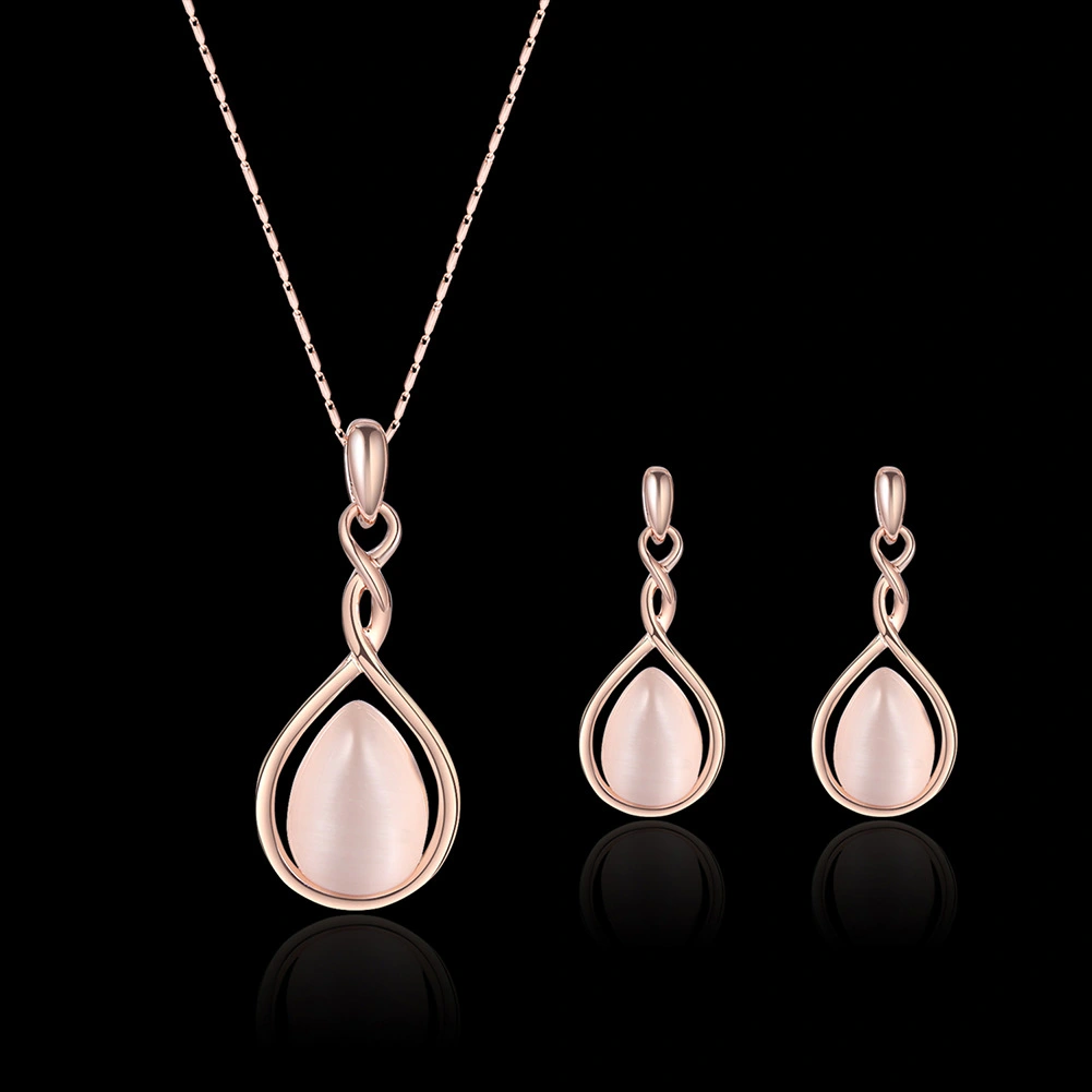 European and American foreign trade popular jewelry diamond gemstone necklace earrings set