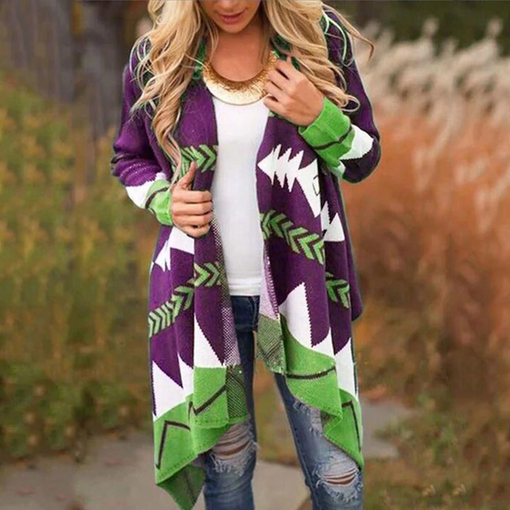 Geometric print plus size sweater