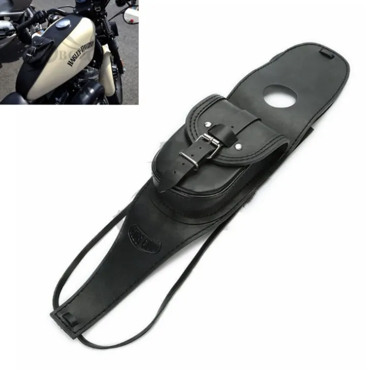 Premium Leather Waterproof Backpack Black Retro Fuel tank Bag Tank Pouch Fit For Harley Sportster XL 883 1200 Models