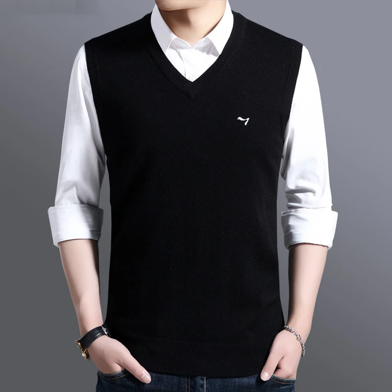 Men's Cardigan Vest Men's V-neck Sleeveless Sweater