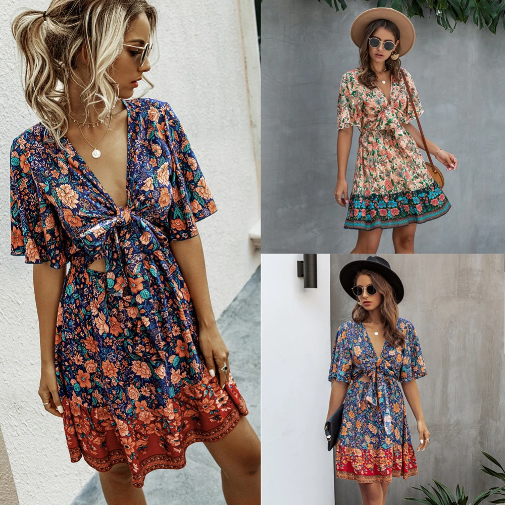 Sexy female dress with knotted front chest