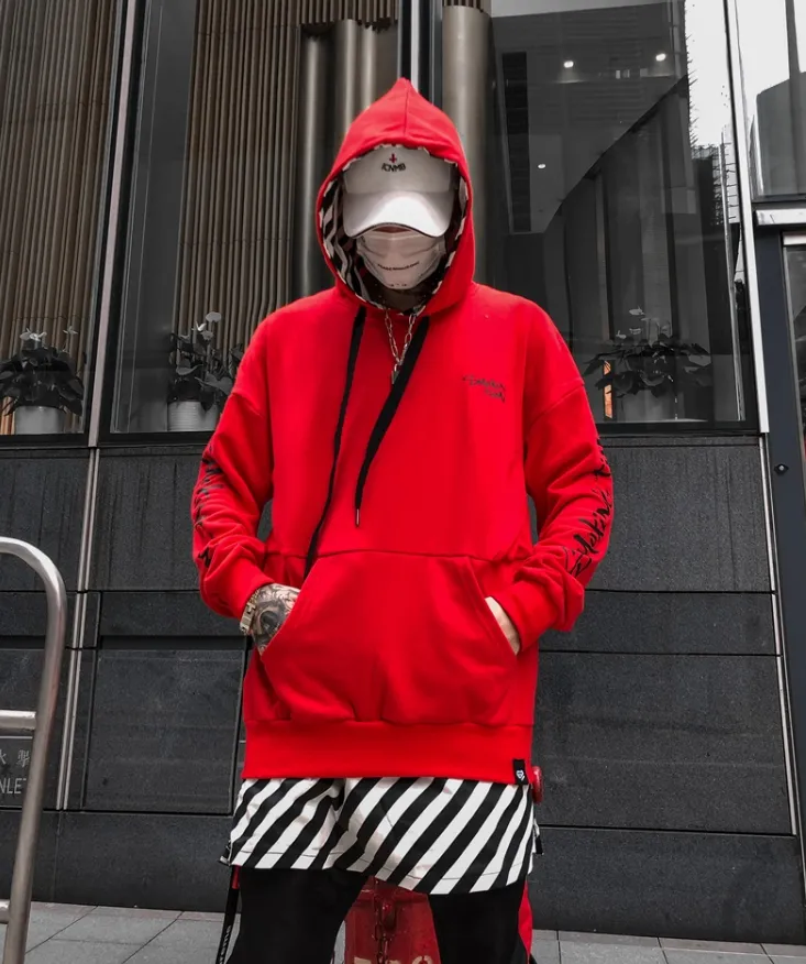 Autumn and winter Europe and the United States street hip hop tide brand ins fake two hooded sweater men's loose hooded trend coat male