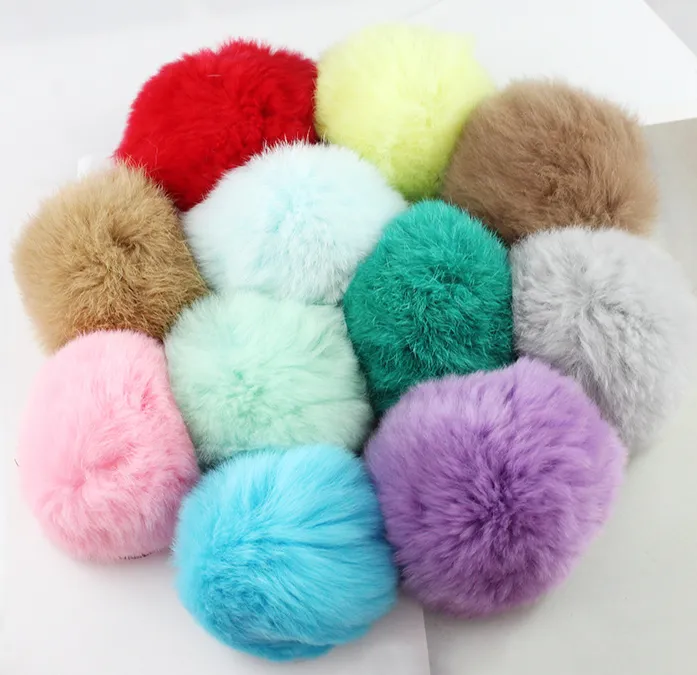 Rex Rabbit Hair Ball Keychain Bag Pendant DIY Handmade Jewelry