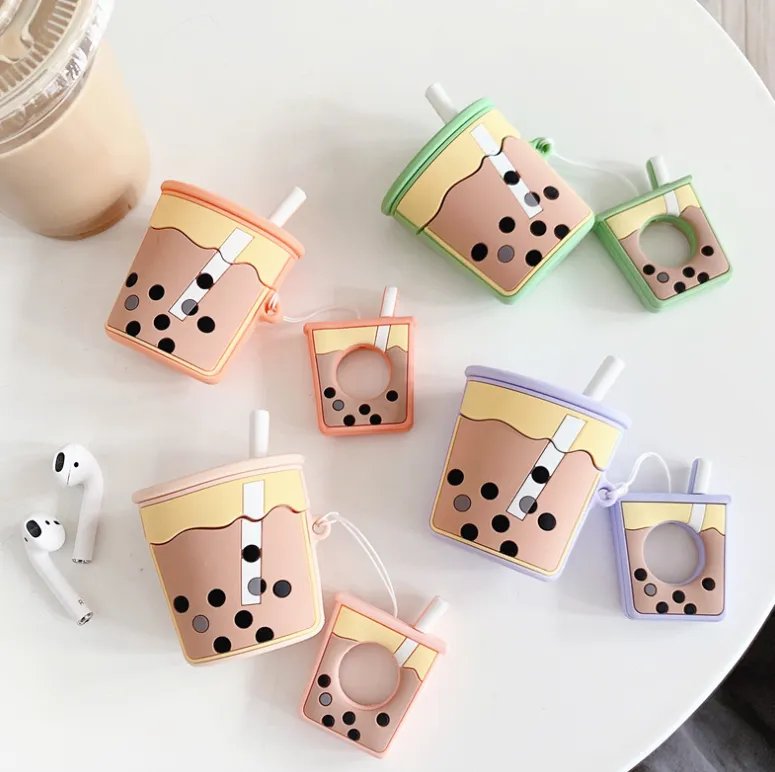 Milk tea silicone earphone cover