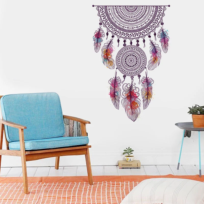 Feathered living room bedroom with removable wall sticker