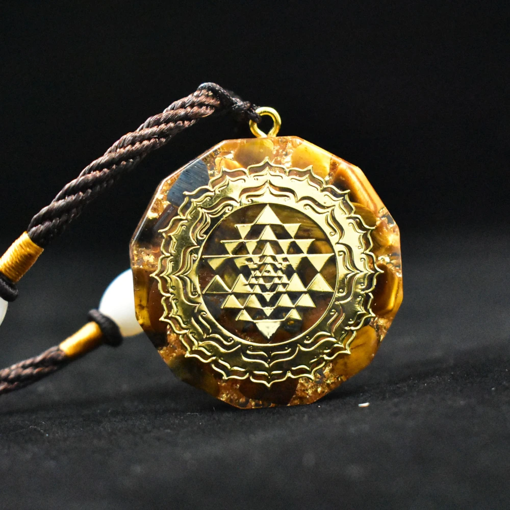 Pendant Orgonite Natural Tiger Eye Stone Seven Chakra Pendant