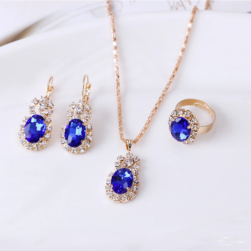 Gemstone claw chain set crystal necklace earrings ring