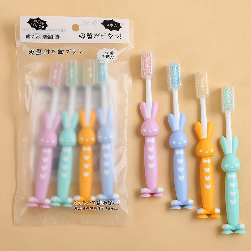 Children's Toothbrush Cute Bear Small Brush Head Soft Short Handle Toothbrush