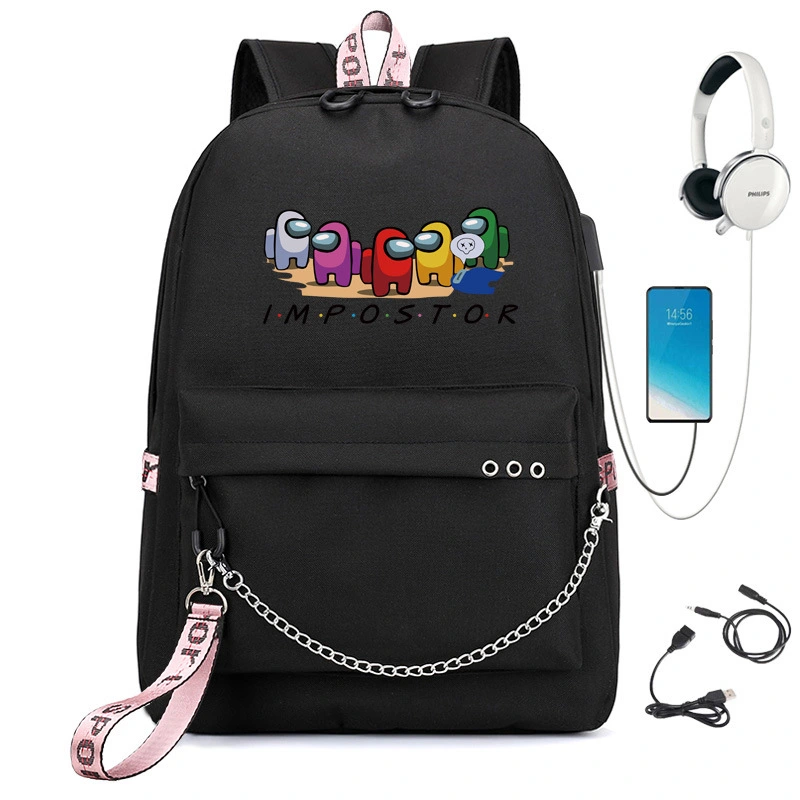 Usb Charging Chain Backpack Student Schoolbag Tide