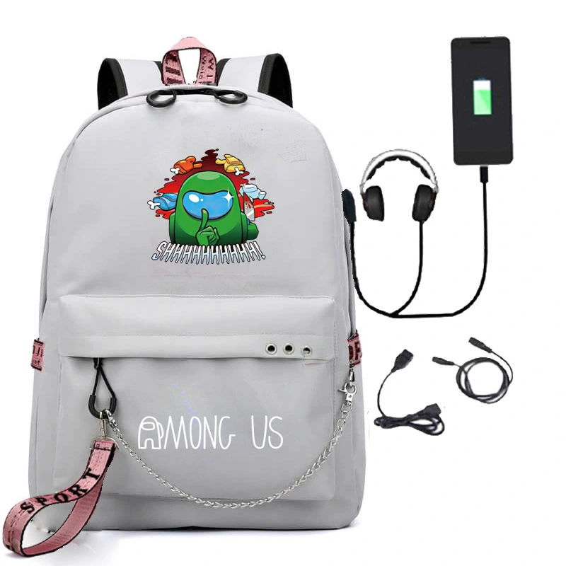 Usb Charging Chain Backpack Student Schoolbag Tide