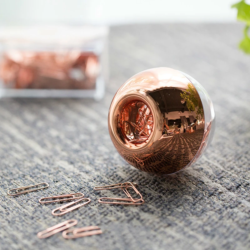 Rose Gold Paper Clip Round Magnetic Box