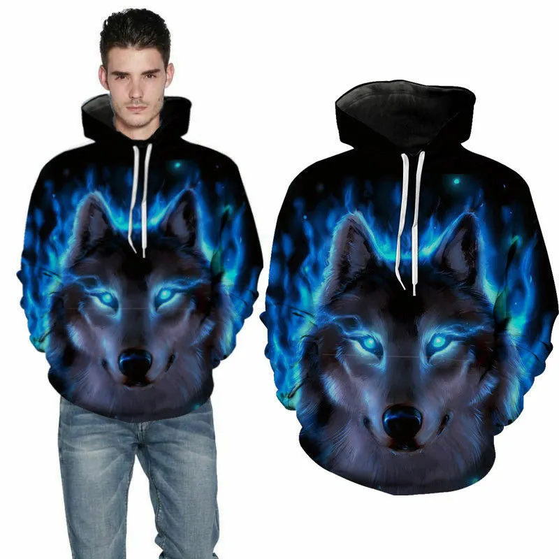 Autumn and winter men's fashion printed hooded sweater