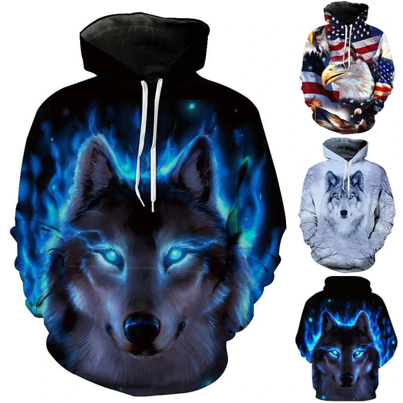 Autumn and winter men's fashion printed hooded sweater
