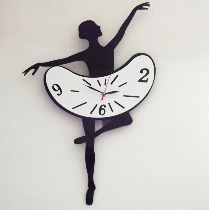 Mute Wall Clock Ballerina Girl Clock High-End Living Room Wall Clock Decoration