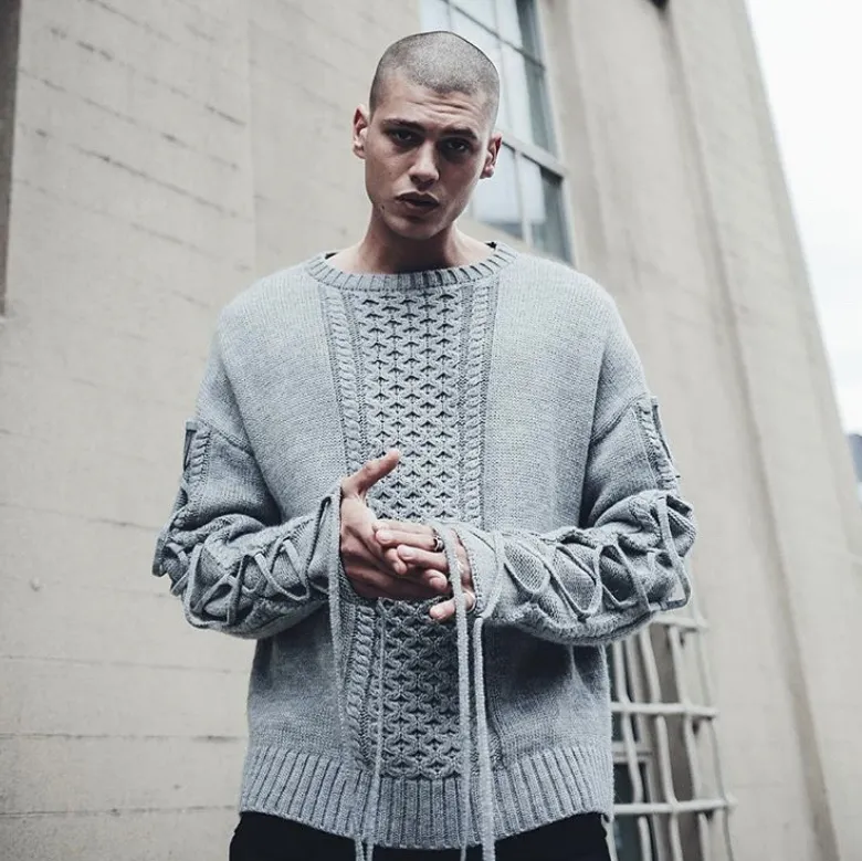 Long sleeve wool sweater men's shirt