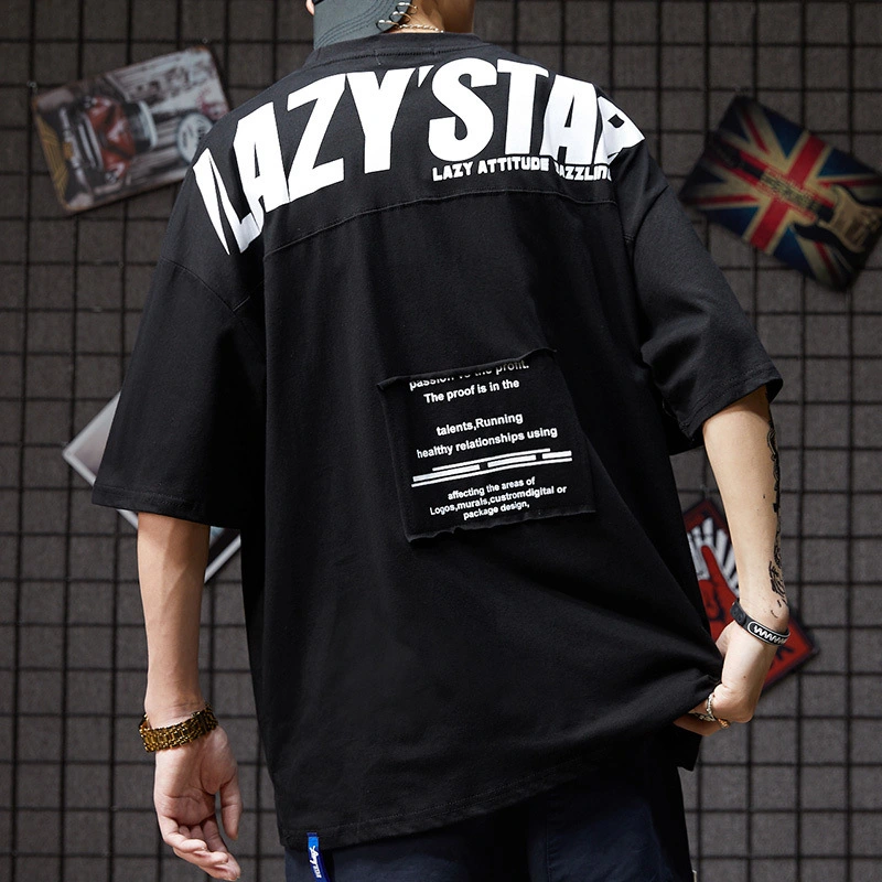 Tide brand hip hop wind short sleeve bat shirt male