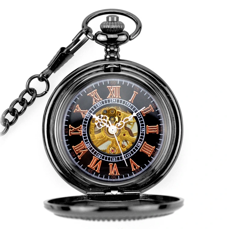 Vintage flip openwork necklace pocket watch
