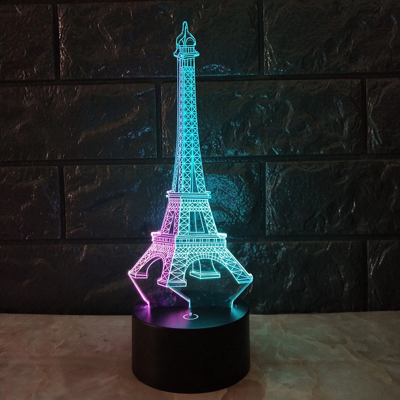 Eiffel Tower 3D visual night light creative colorful touch