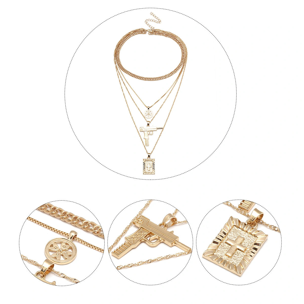 Multi-Element Cross Clavicle Necklace