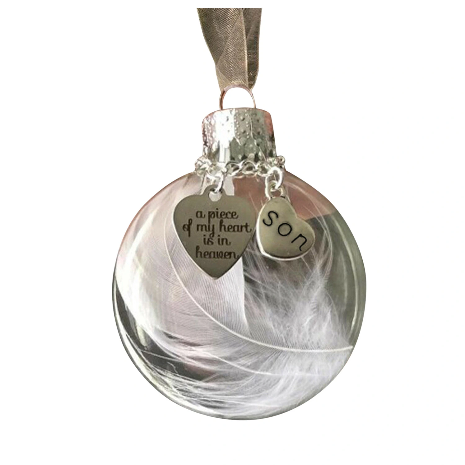 A Piece Of My Heart Is Heave In Feather Heart Memorial Pendant Relatives Memorial 