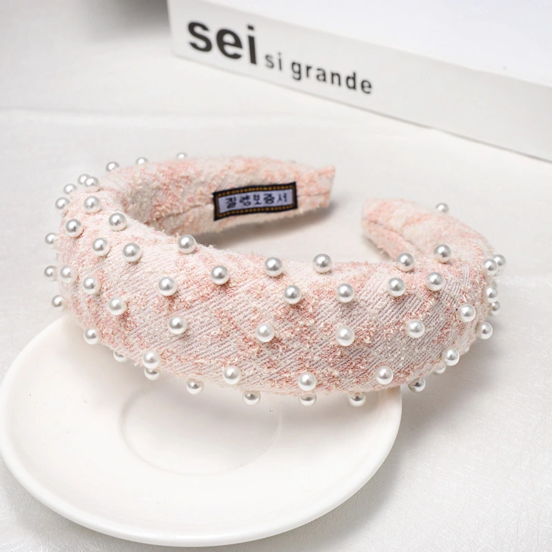 Nail Pearl Headband Wave Point Woolen MaterialSponge Headband