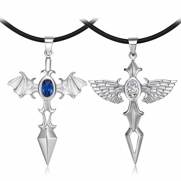 Angel Demon Sword Sterling Silver Necklace Couple Pendant Pair Pendant