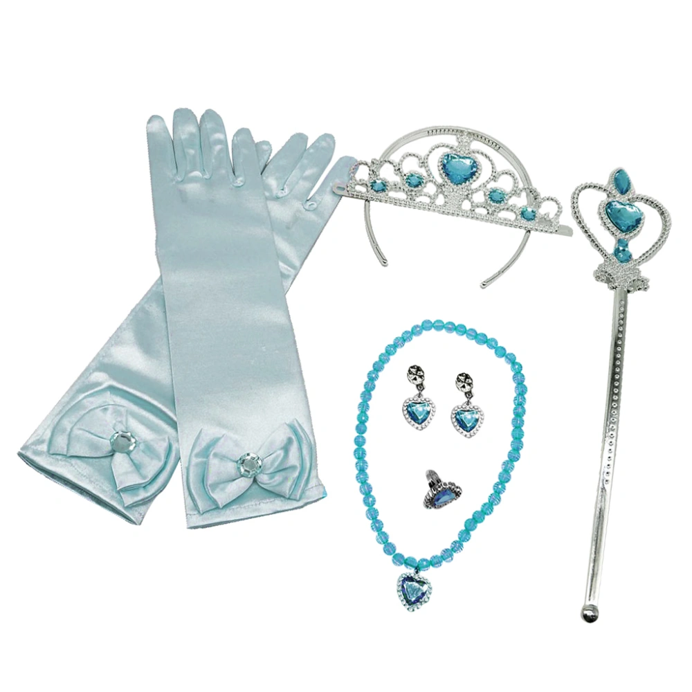 Crown Magic Wand Necklace Earrings Glove Set