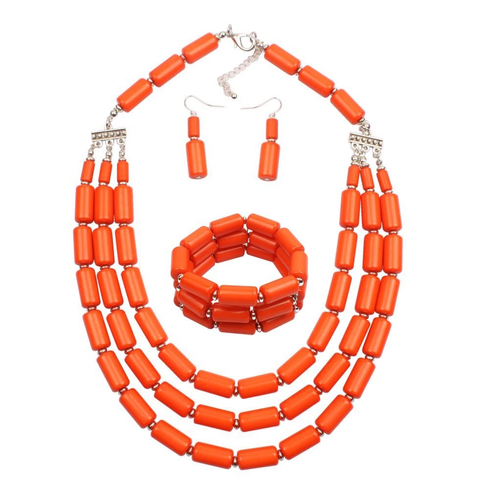 Colorful beaded beaded three-piece multi-layer necklace set