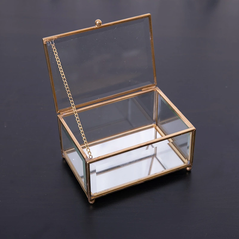 Metal transparent glass storage box