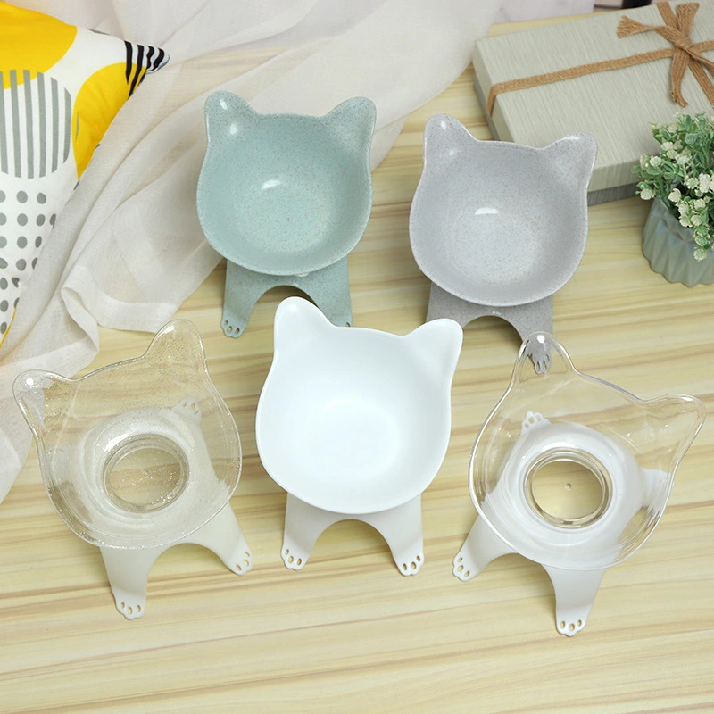 Cartoon Cat Ears Cat Paw Bottom Single Bowl Cat And Dog Pet Food Bowl