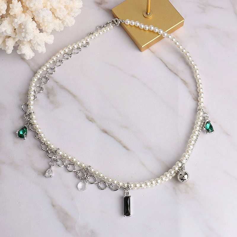 Korean High-Quality Double-Layer Pearl Chain Stitching Necklace 