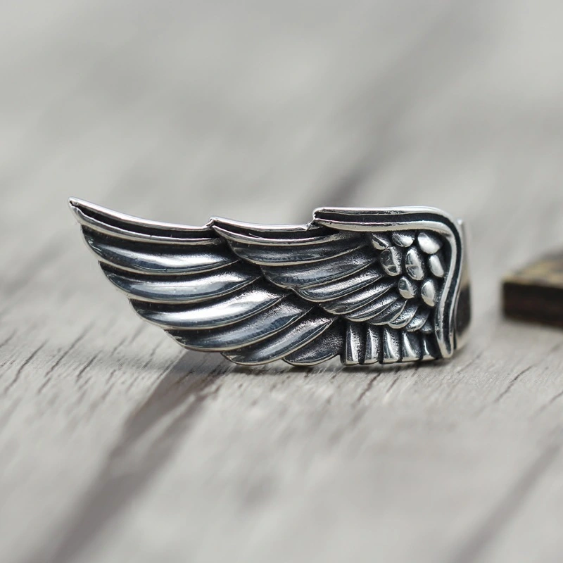 Vintage personalized wings ring