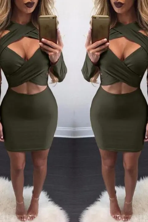 women's openwork nightclub dress