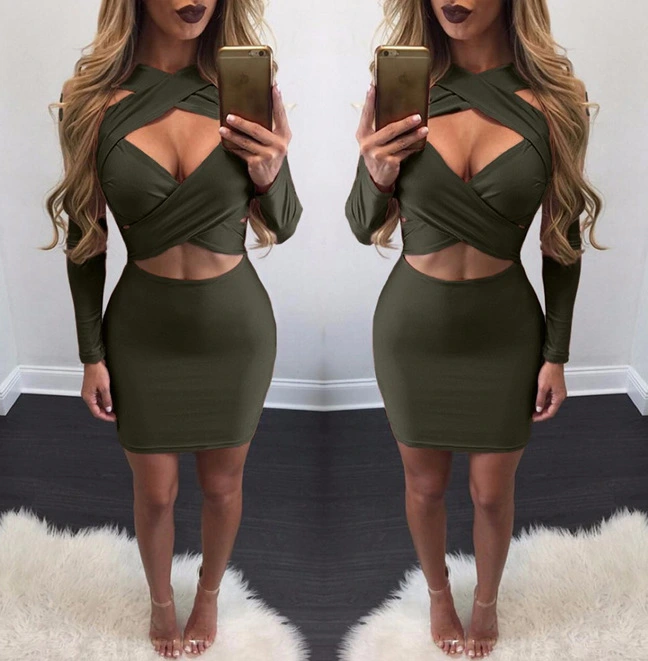 women's openwork nightclub dress