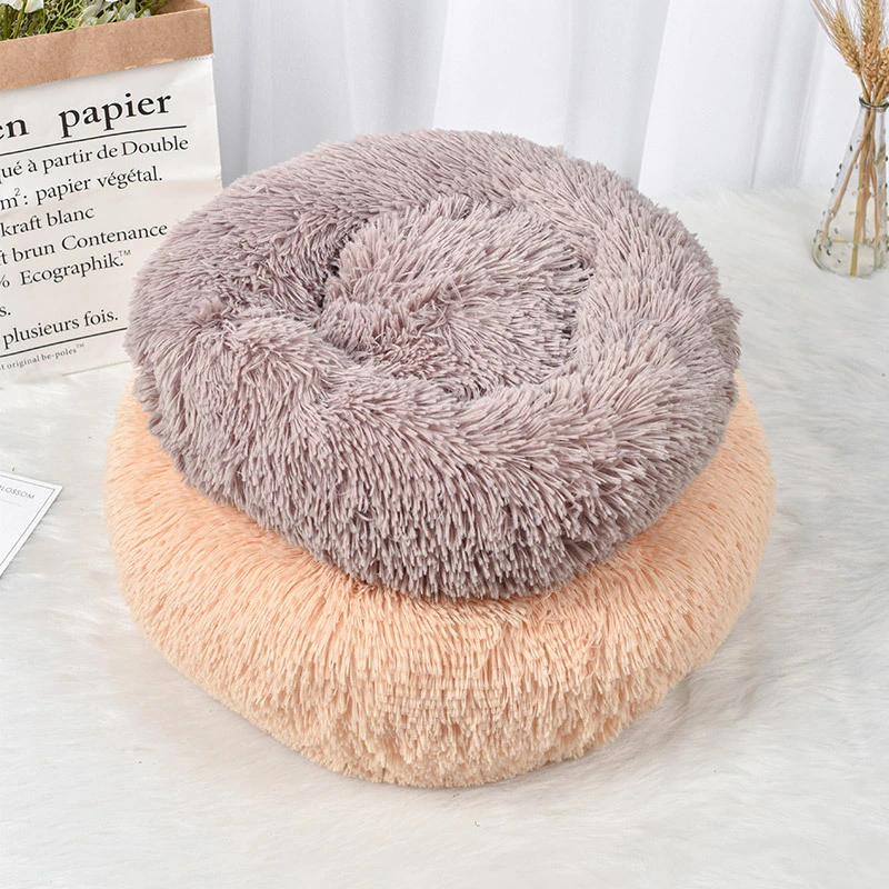 Plush round sleeping cat mat