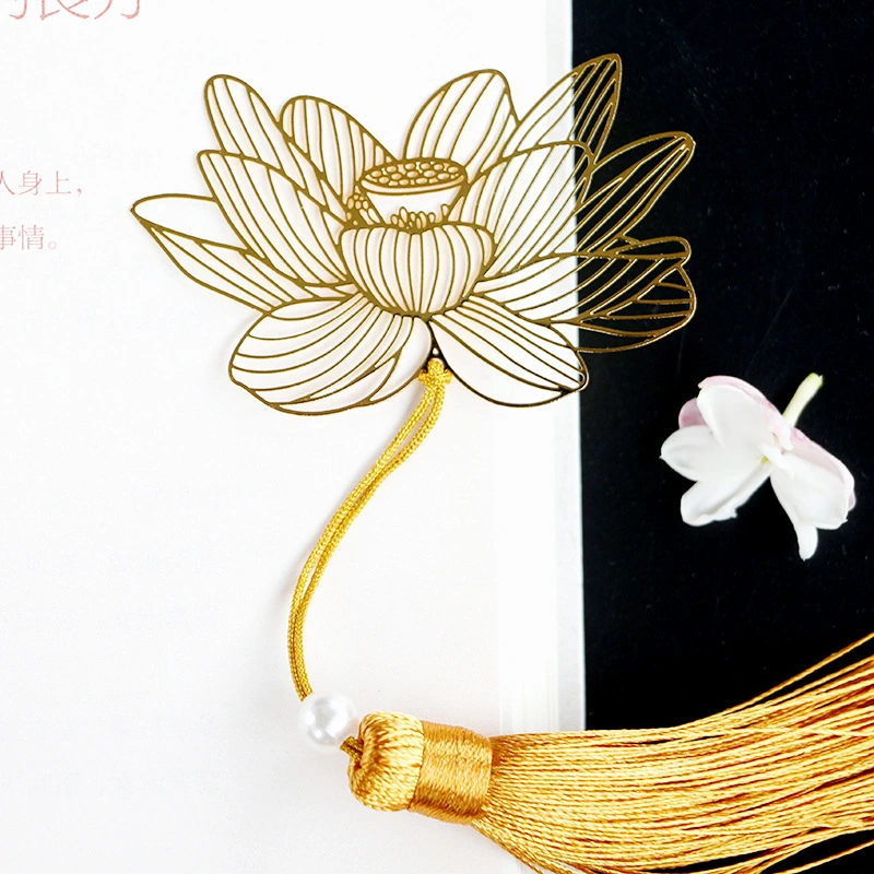 Lotus Metal Bookmark Design Literary Chinese Style